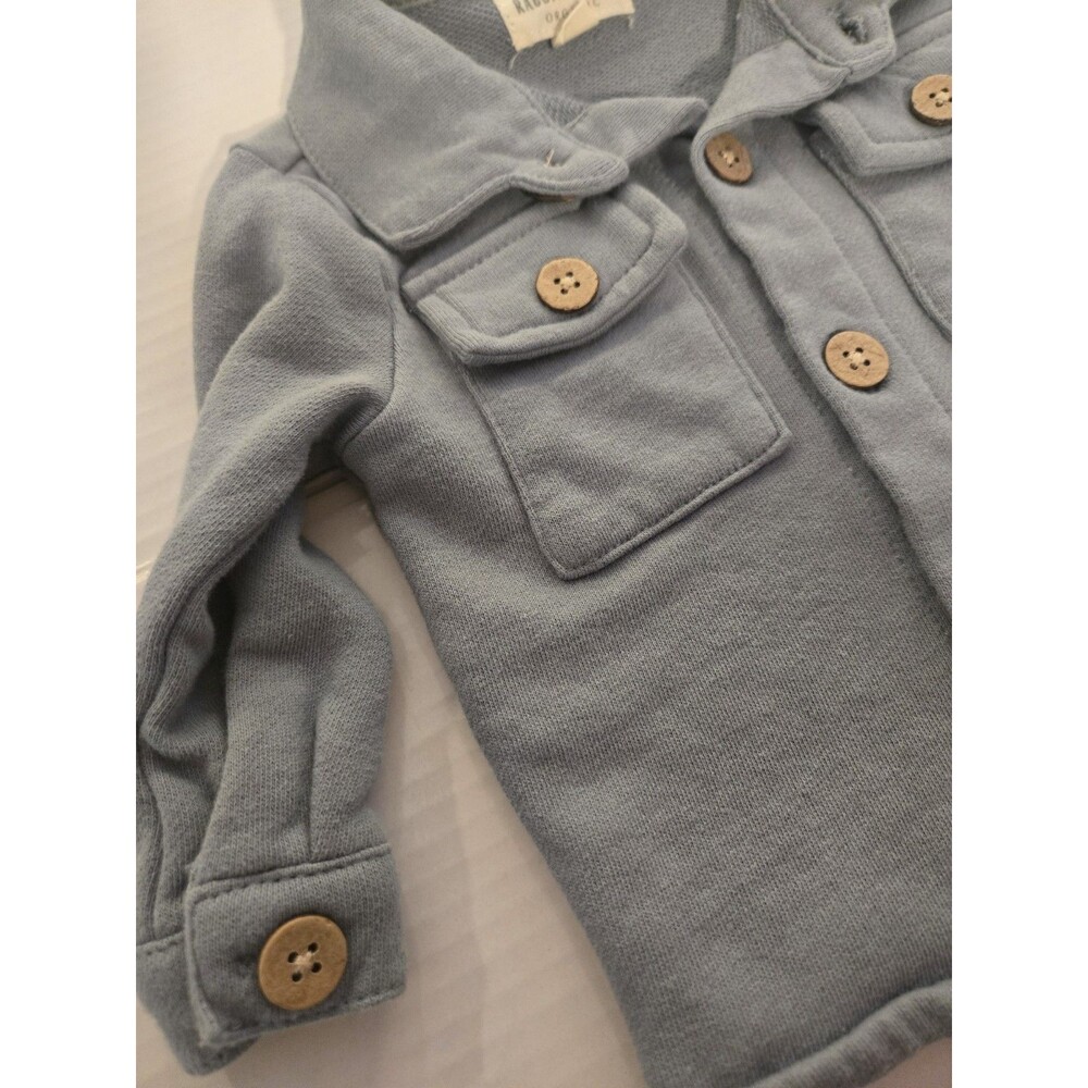 Rabbit & Bear Organic Blue 100% Cotton Knit Jacket Button Front 6-9 Months